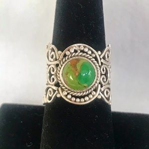 925 Green Mojave Turquoise ring. Size 6.25